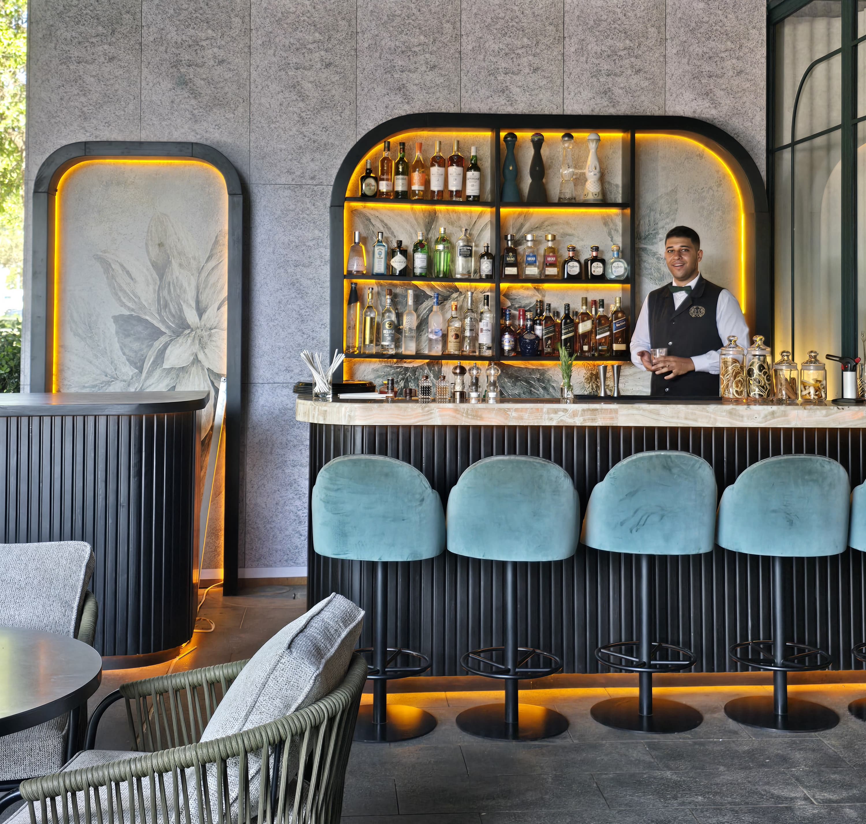 The bar and cigar lounge
